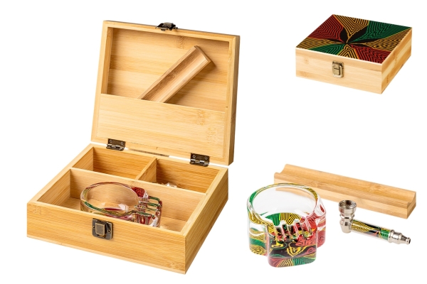 Holzkiste Wooden Storage box für Selberdreher mit Zubehör
